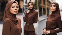 kombinasi warna baju coklat tua cocok dengan jilbab warna apa